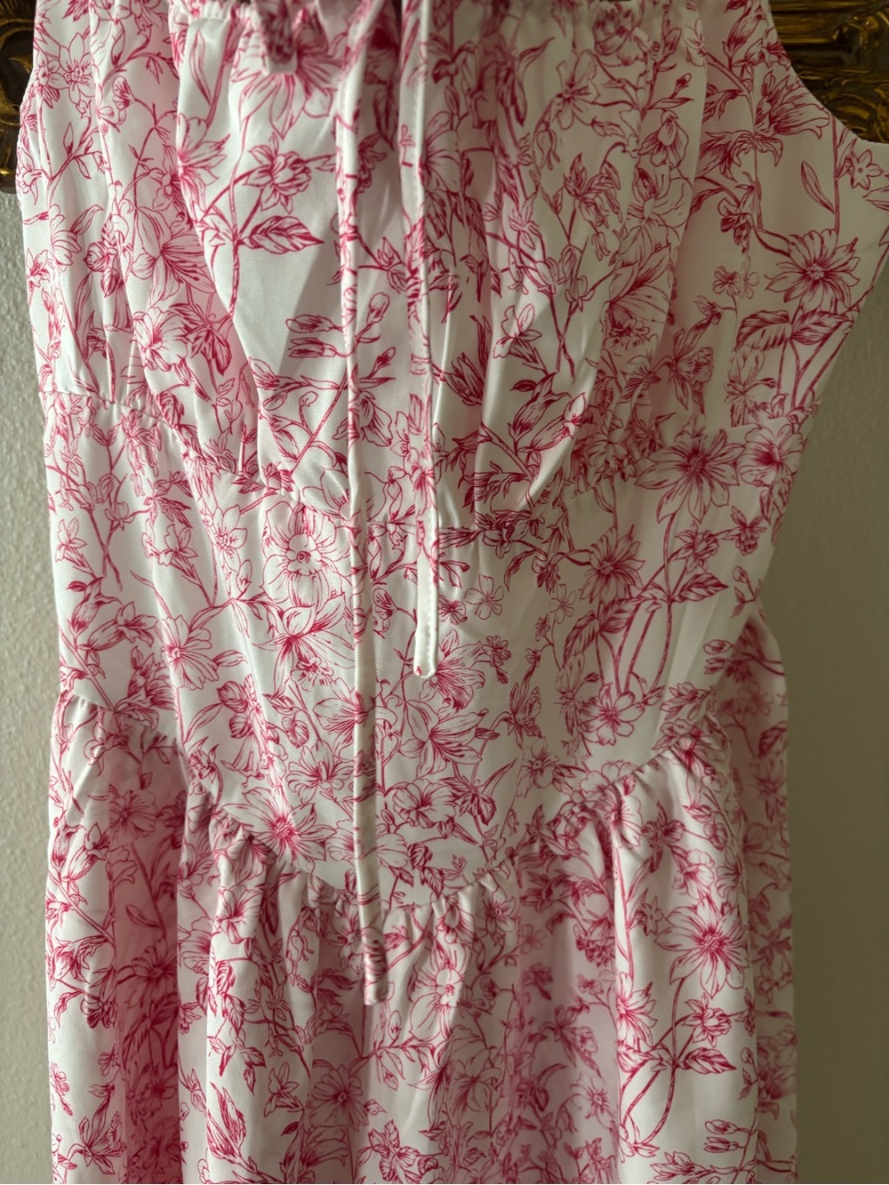 Scarlet Darkness Pink Floral Toile Milkmaid Dress - Picture 4 of 8